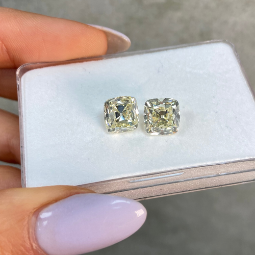3 Carat Each Light Yellow Antique Cushion Cut Diamonds - Loose
