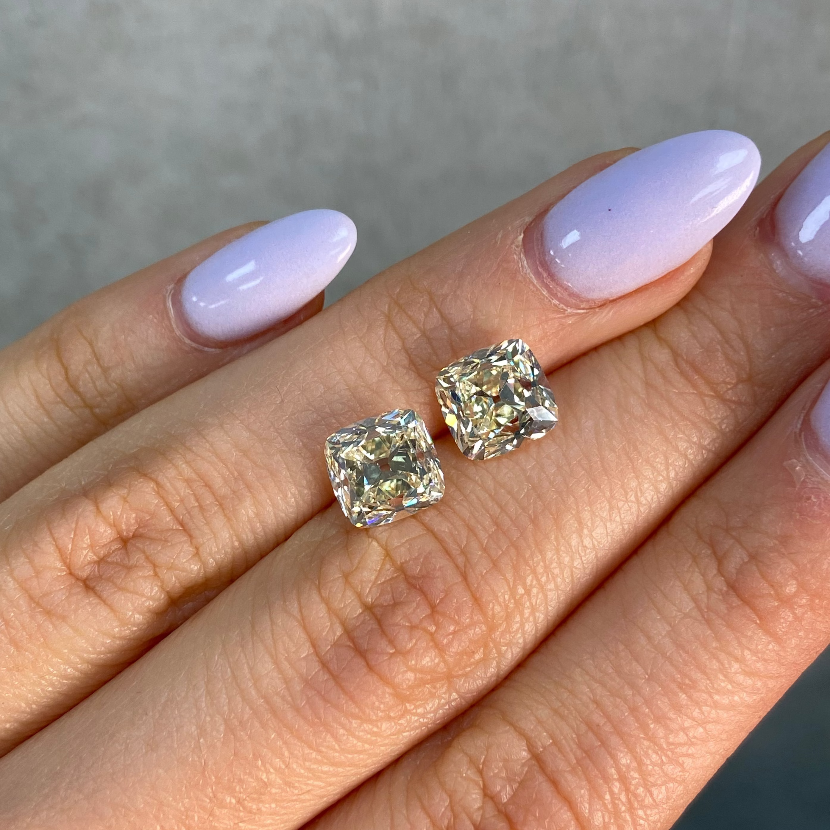 3 Carat Each Warm Yellow Antique Cushion Cut Diamonds - Loose