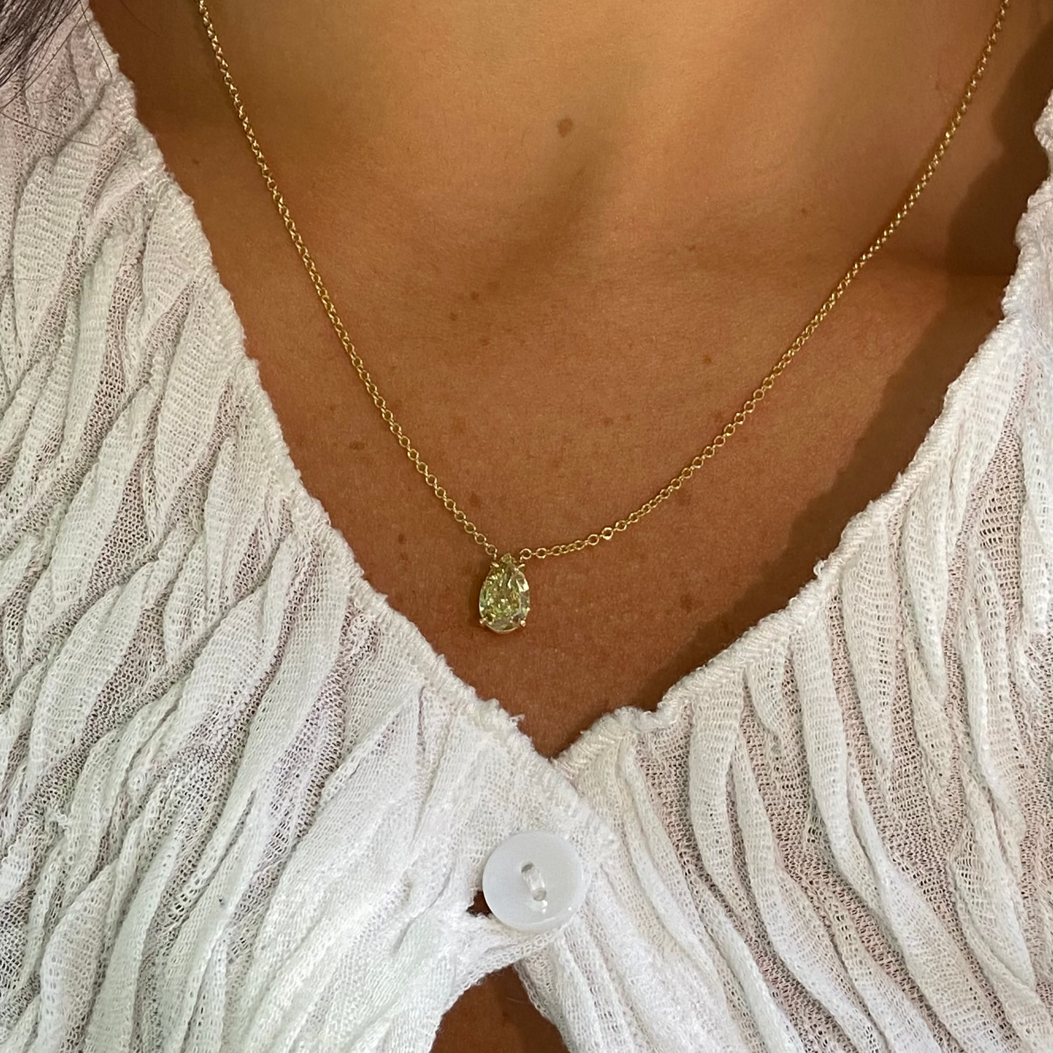 2ct Champagne Pear diamond pendant, handcrafted by Rare Colors by Namdar