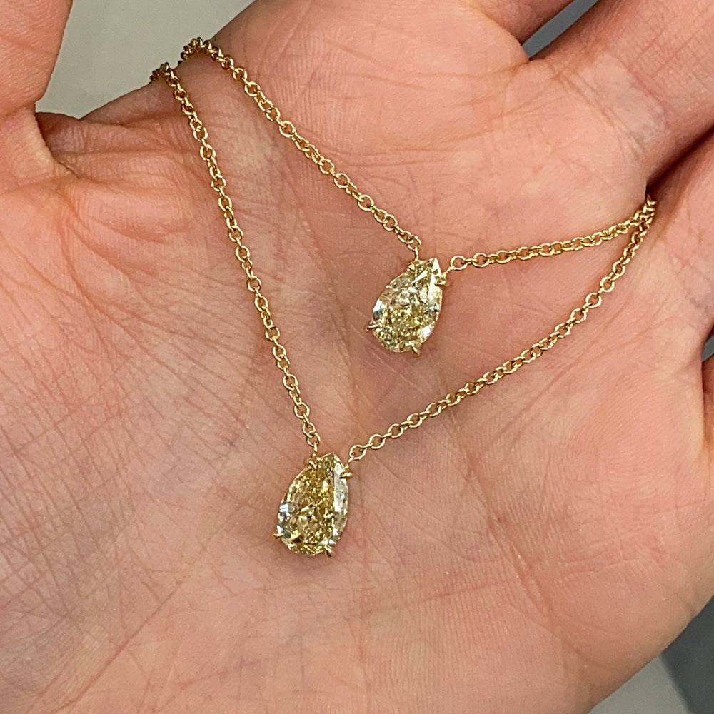 GIA 2ct Champagne Pear diamond pendant at Rare Colors by Namdar, 5th Avenue New York
