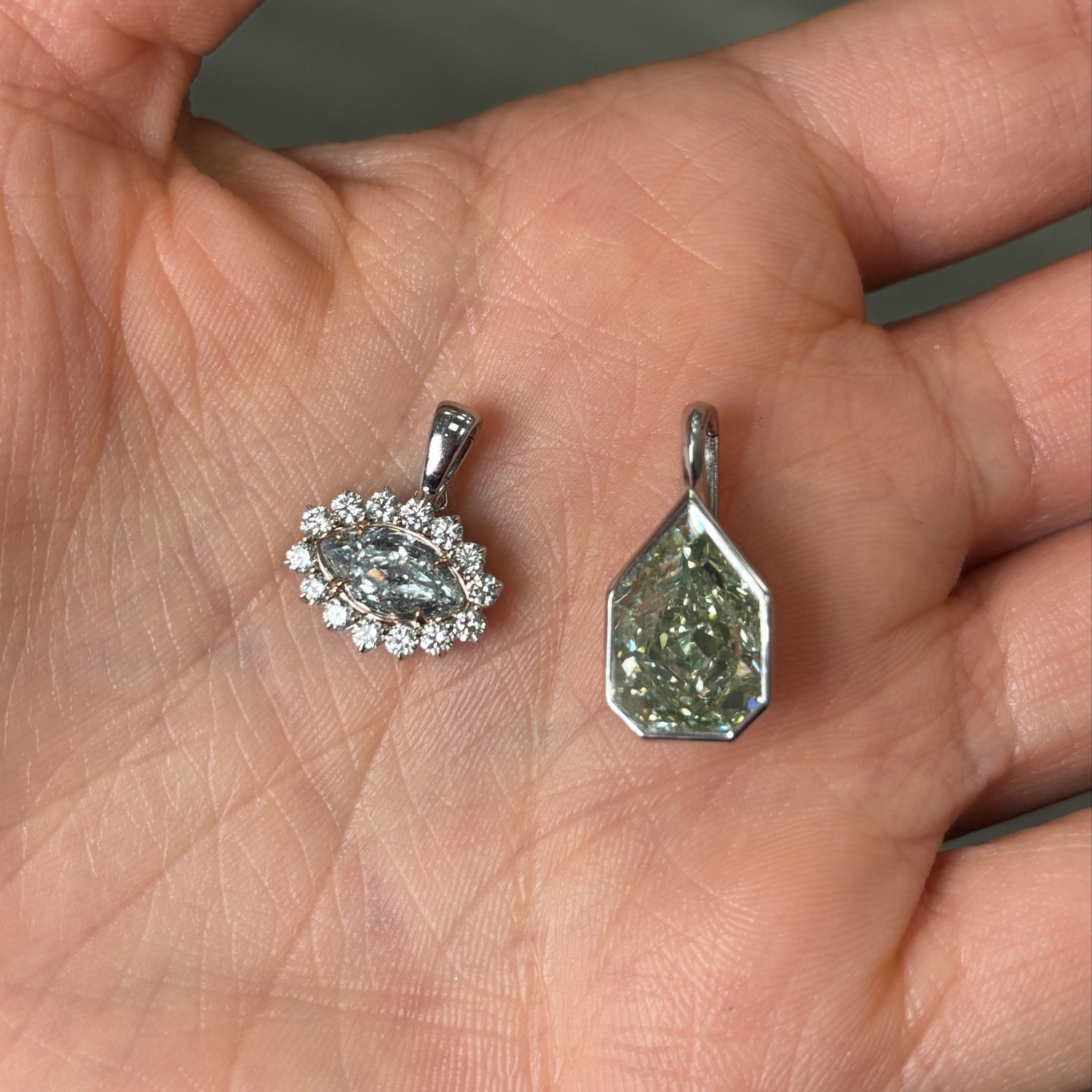 Natural Green Marquise diamond pendant — Rare Colors by Namdar NYC