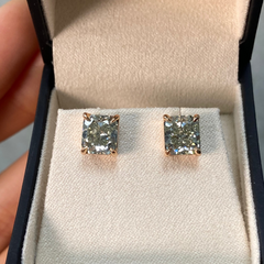 3.52ct Green Diamond Chameleon Radiant Studs