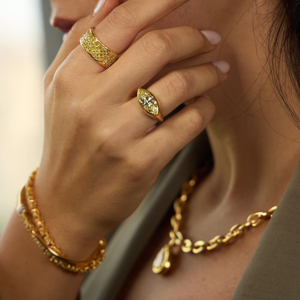 Rare Colors by Namdar Yellow diamond half eternity band, New York City