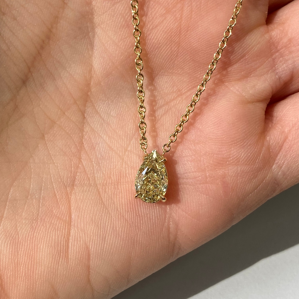 Natural 2ct Champagne Pear diamond pendant — Rare Colors by Namdar NYC