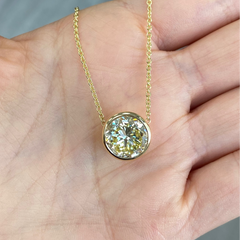 6 Carat Round Bezel Set Yellow Diamond Pendant