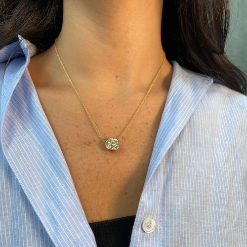 6 Carat Round Bezel Set Yellow Diamond Pendant