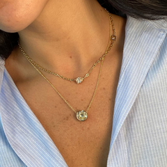 6 Carat Round Bezel Set Yellow Diamond Pendant