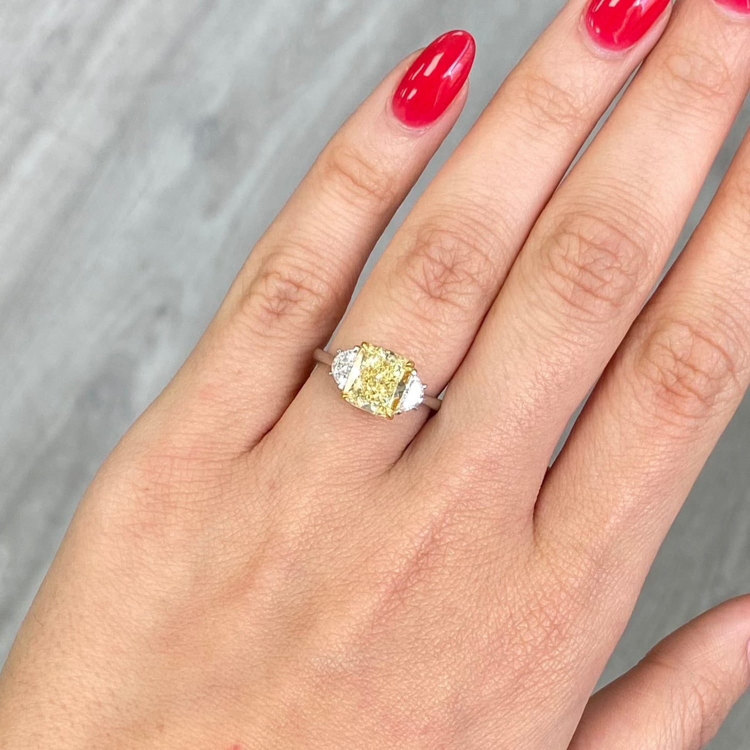 3ct Fancy Yellow Cushion diamond engagement ring, handcrafted by Rare Colors by Namdar