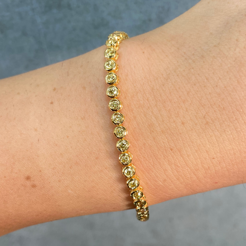 2.5ct Bezel Set Yellow Round Diamond Bracelet