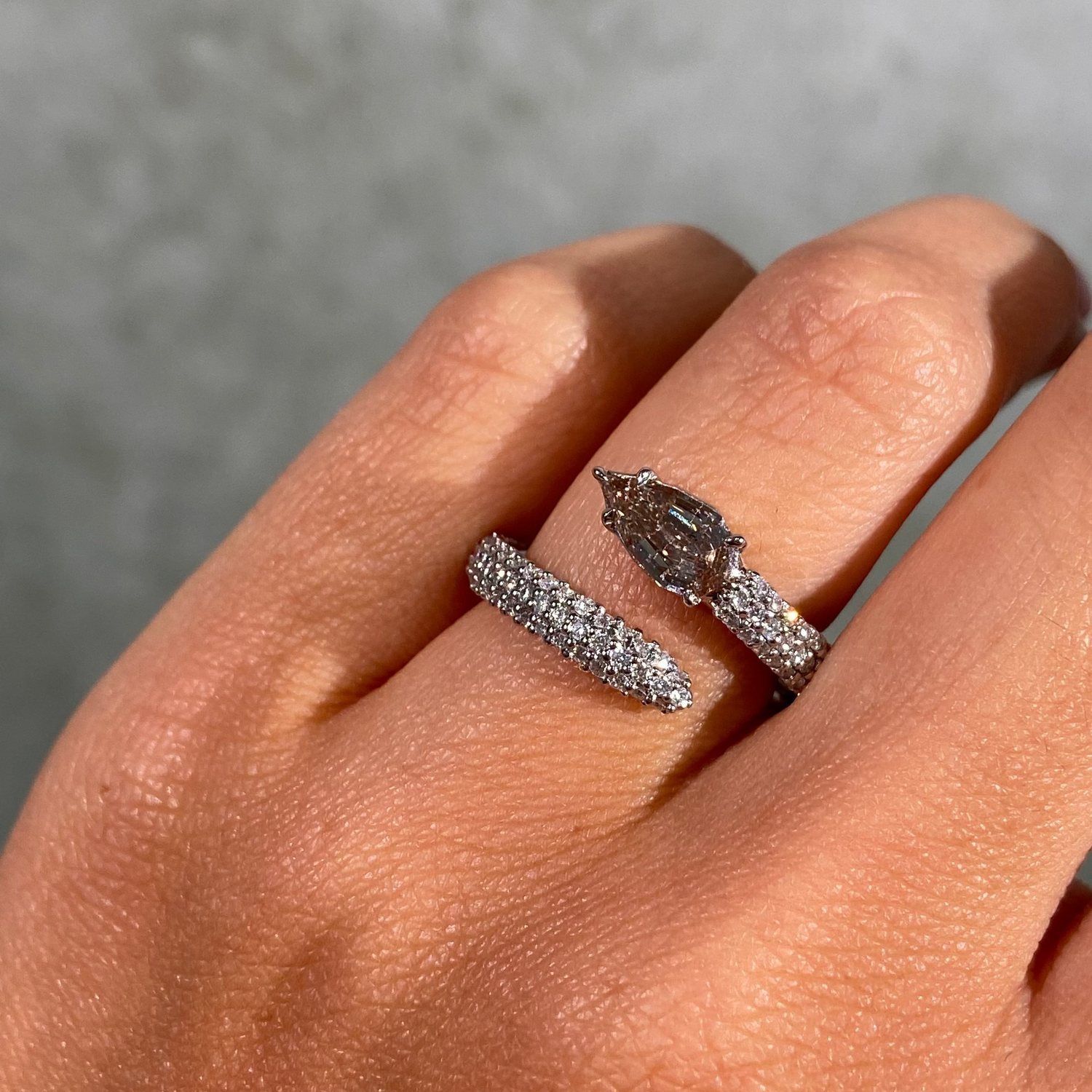 GIA Champagne Diamond Pavé Spiral Ring in Platinum