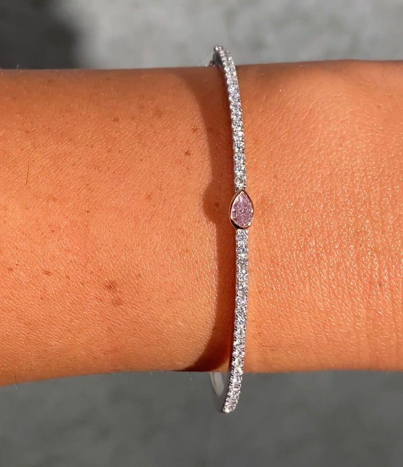 GIA Pink Pear Diamond Bangle Bracelet