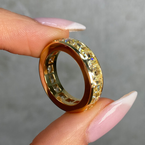 8ct Yellow Cushion Diamond Channel Set Eternity Band