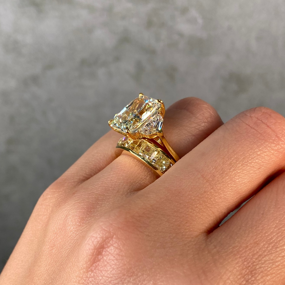 Natural 8ct Yellow Cushion diamond eternity band — Rare Colors by Namdar NYC
