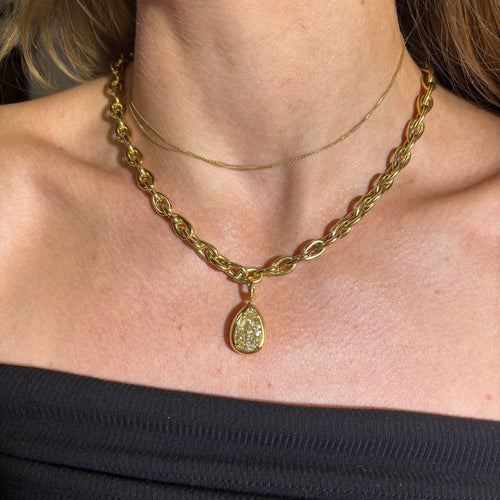 5.5 Carat Yellow Pear Diamond Detachable Bezel Pendant
