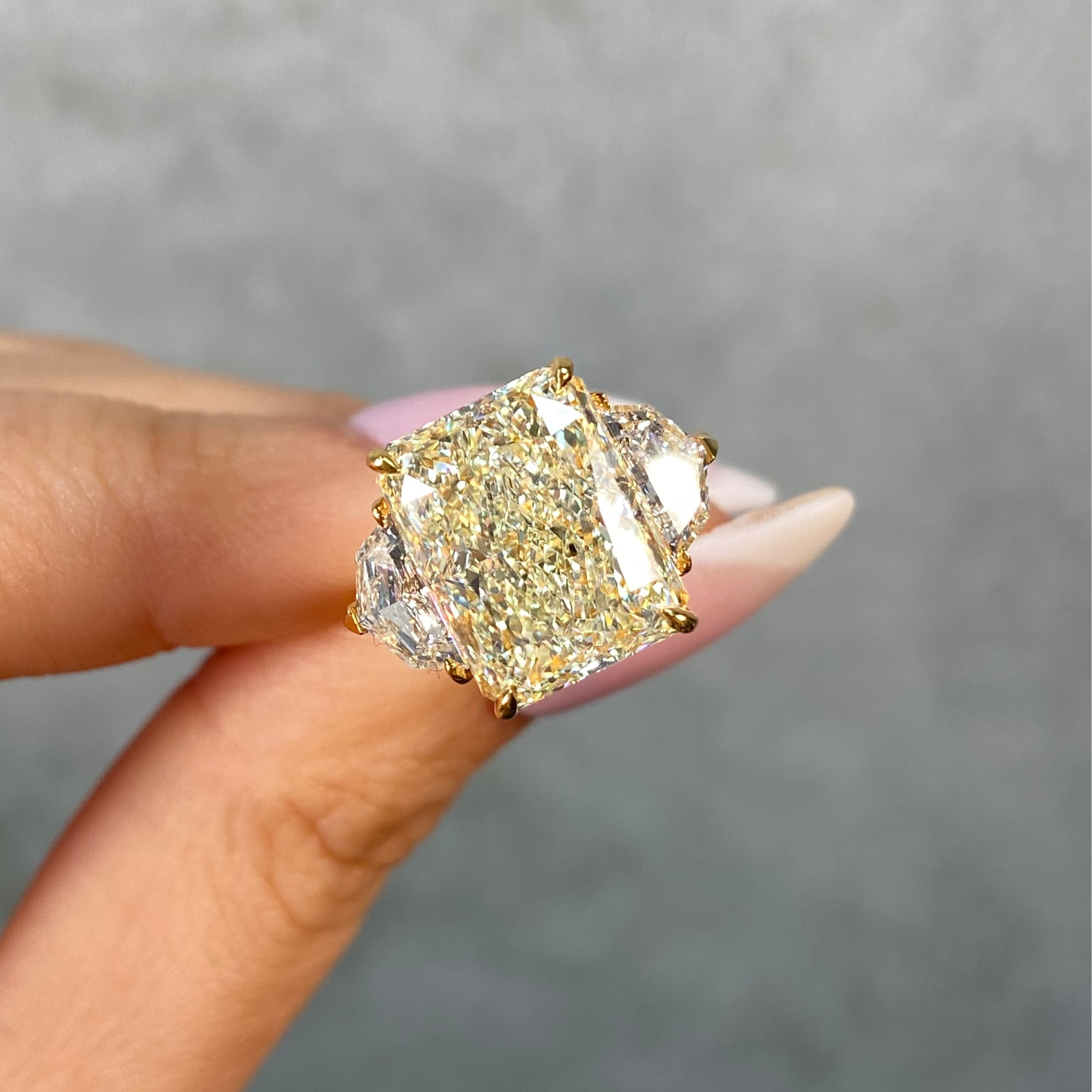 8ct Flawless Elongated Radiant Yellow Diamond Engagement Ring