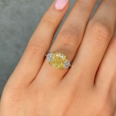5ct Fancy Light Yellow Cushion Diamond Engagement Ring