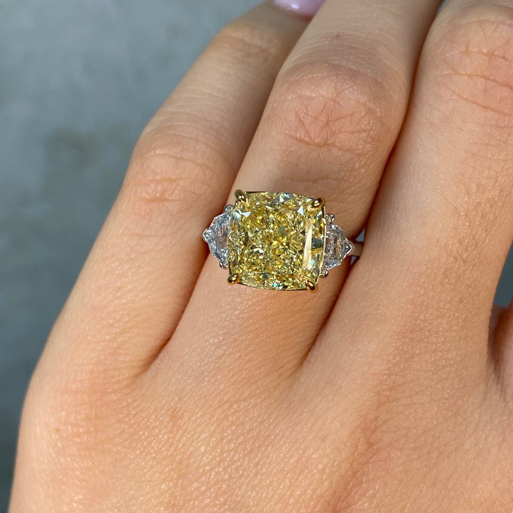 7ct Fancy Light Yellow diamond engagement ring, handcrafted by Rare Colors by Namdar