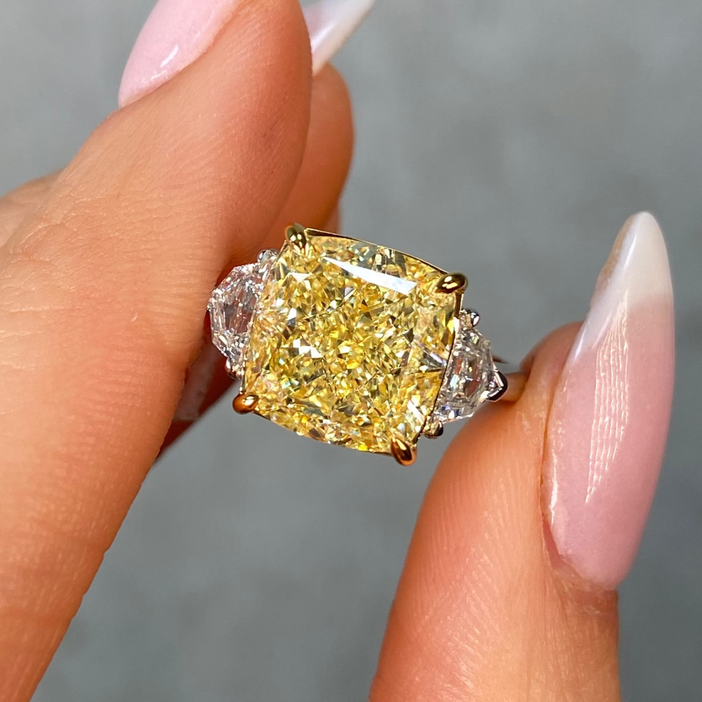 Natural 7ct Fancy Light Yellow diamond engagement ring — Rare Colors by Namdar NYC