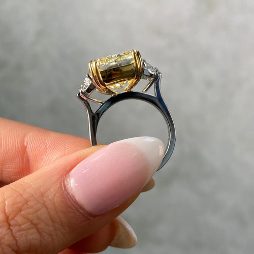 10ct Fancy Light Yellow Cushion Diamond Engagement Ring