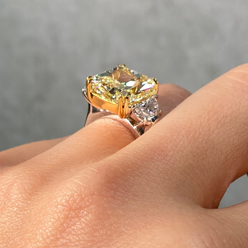 10ct Fancy Light Yellow Cushion Diamond Engagement Ring