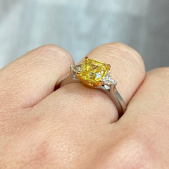1.5ct Vivid Yellow Square Emerald Diamond Engagement Ring