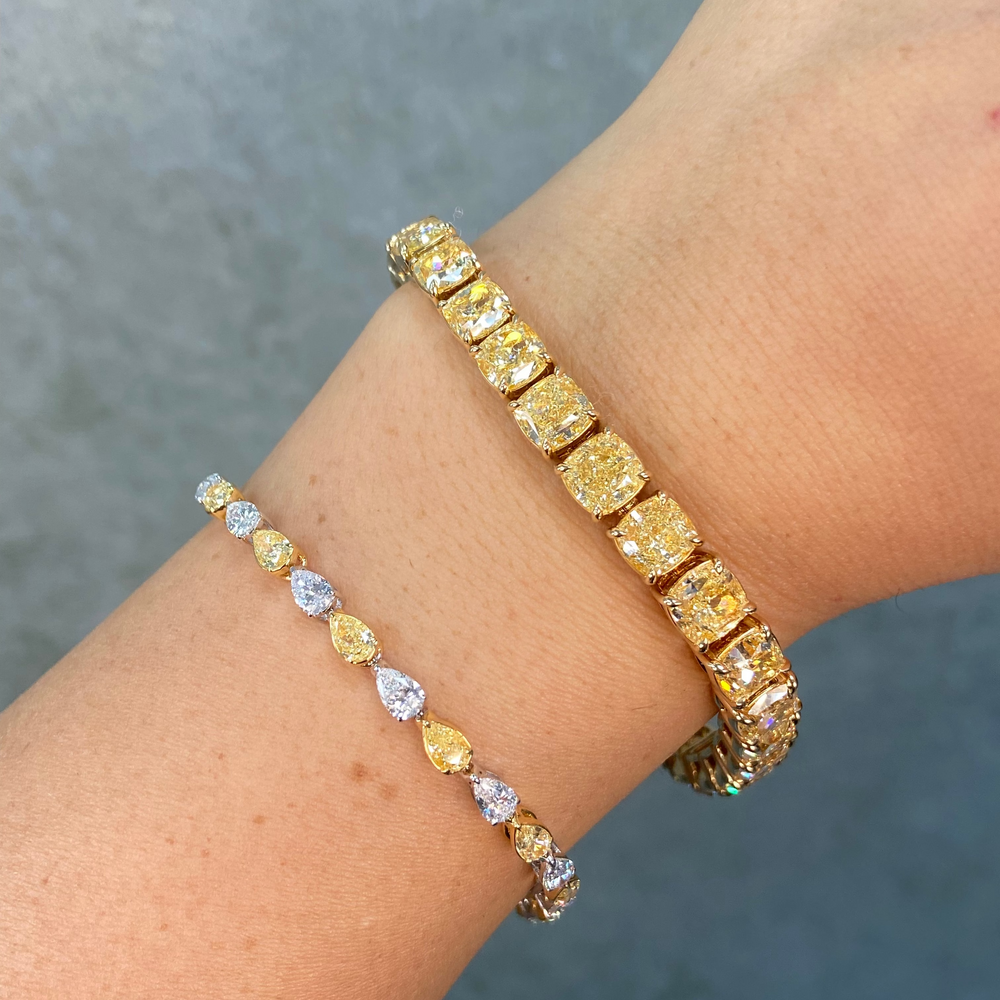 37.34ct Cushion Yellow Diamond Tennis Bracelet