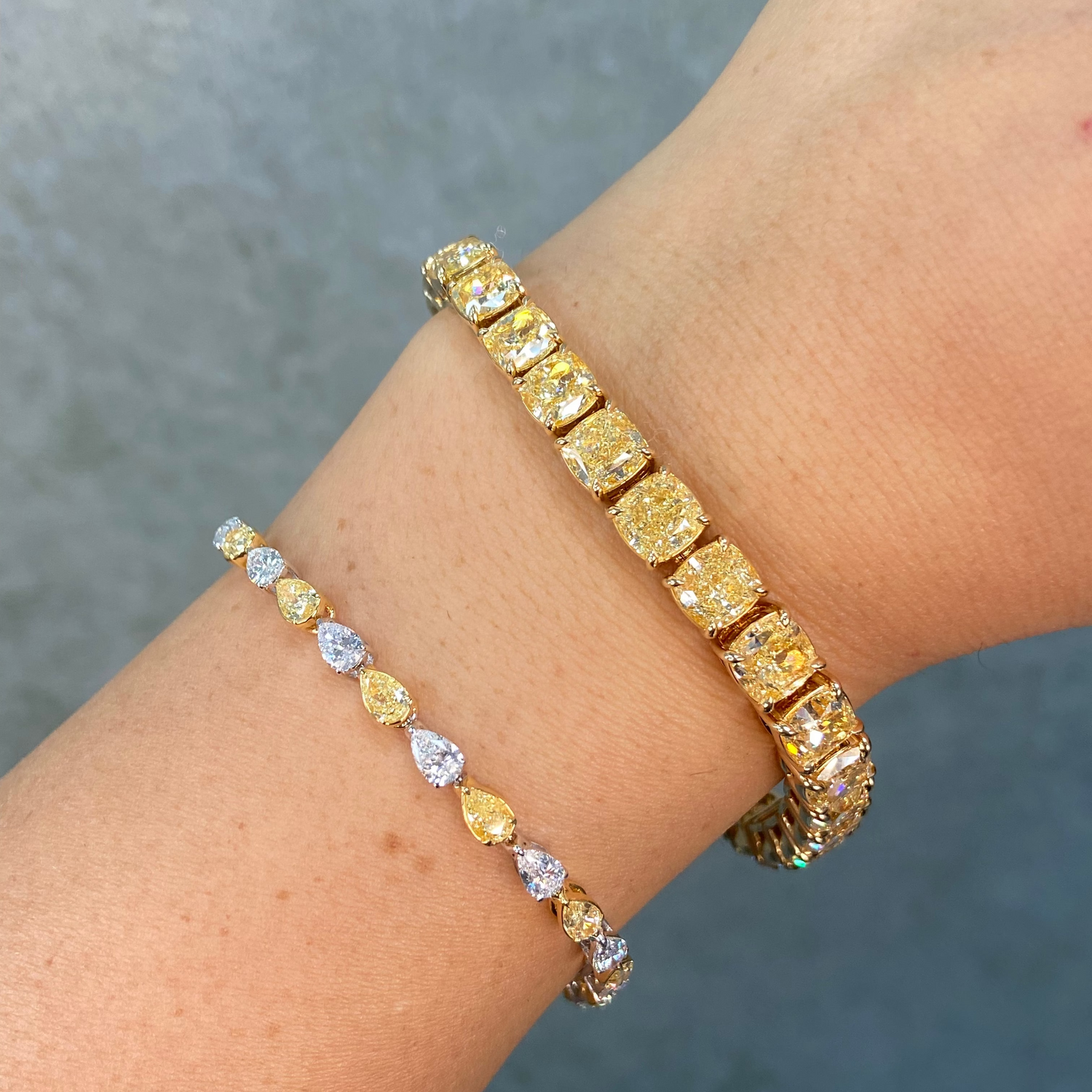 37.34ct Cushion Yellow Diamond Tennis Bracelet