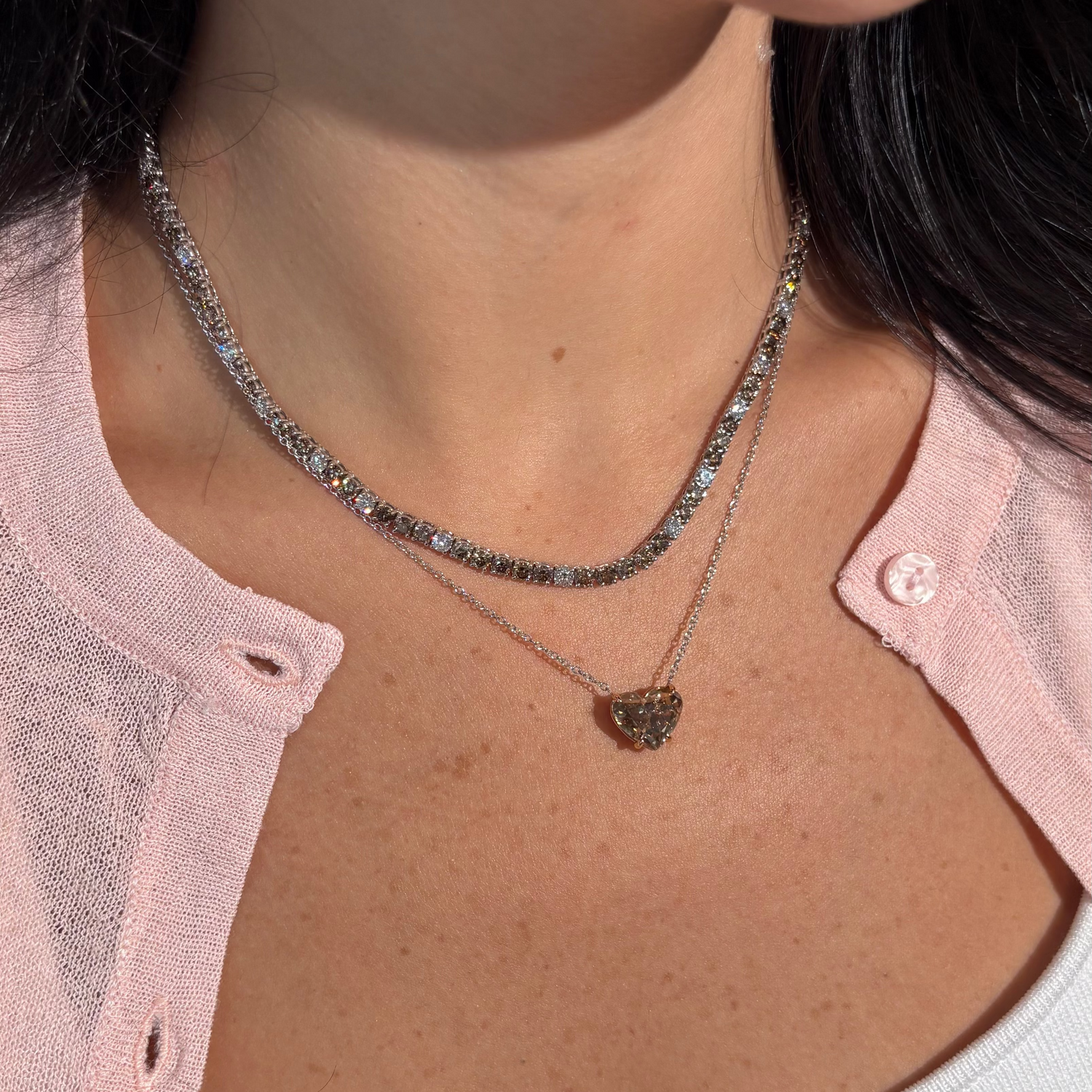 6ct Champagne Heart diamond pendant by Rare Colors by Namdar, New York City