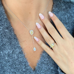 1.5ct Yellow and White Diamond Lariat Necklace