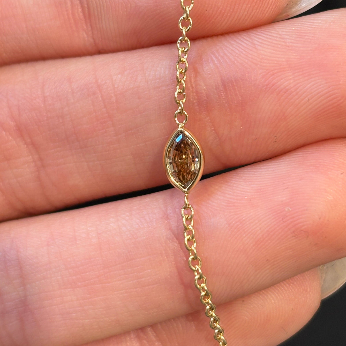 Champagne Marquise Diamond Single Stone Hand Chain