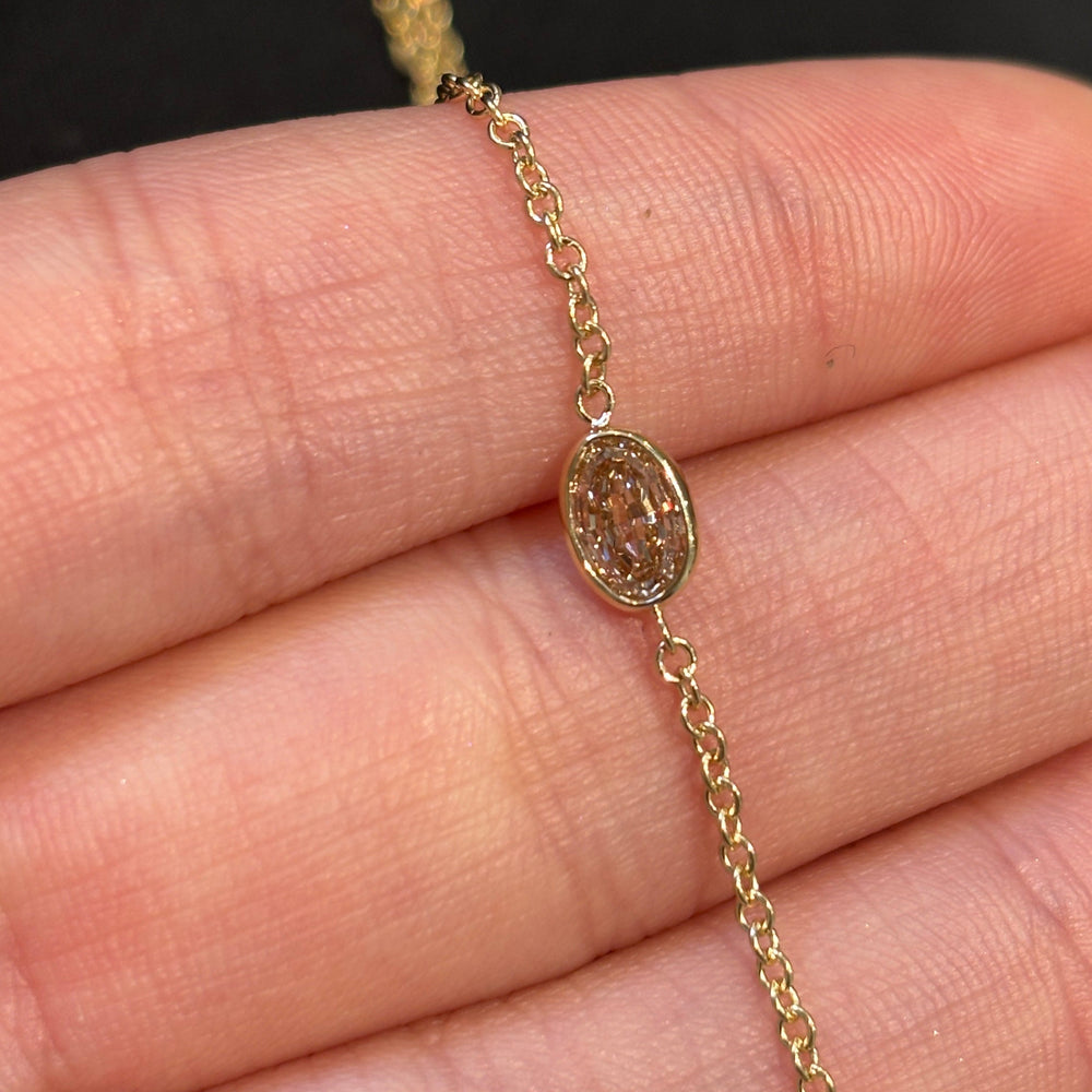 Champagne Oval Diamond Single Stone Hand Chain