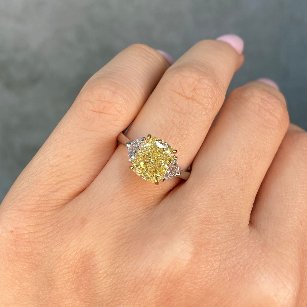 Rare Colors by Namdar 3ct Yellow Cushion diamond engagement ring, New York City