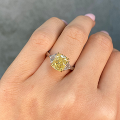 3ct Elongated Cushion Yellow Diamond Engagement Ring