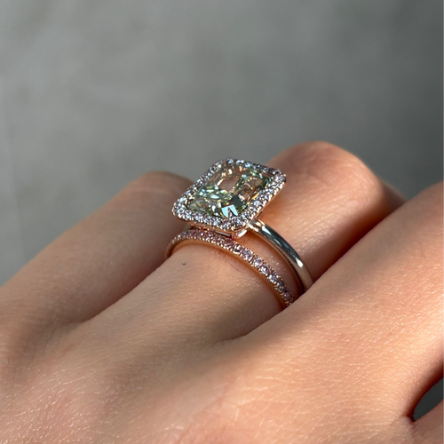 4 Carat Pink Halo Green Diamond Engagement Ring