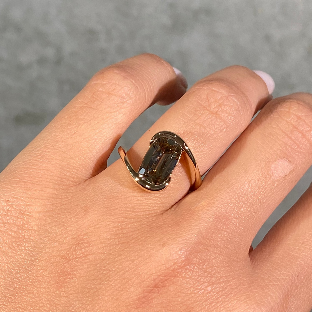 3ct GIA antique cushion champagne diamond Sloane engagement ring in 18k yellow gold - alternate angle | Rare Colors by Namdar, NYC