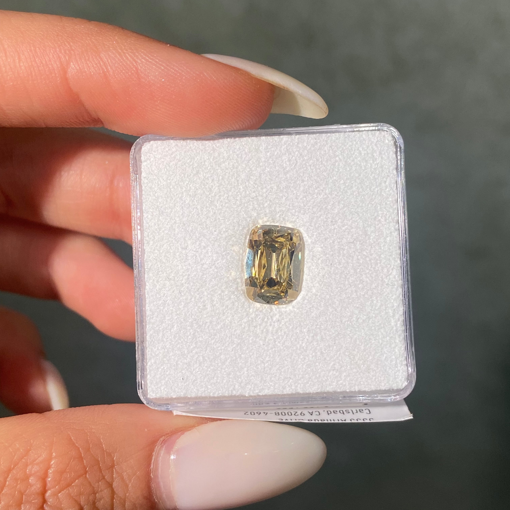 3.01ct GIA Fancy Brownish Yellow 'Champagne' Antique Cushion Cut Diamond