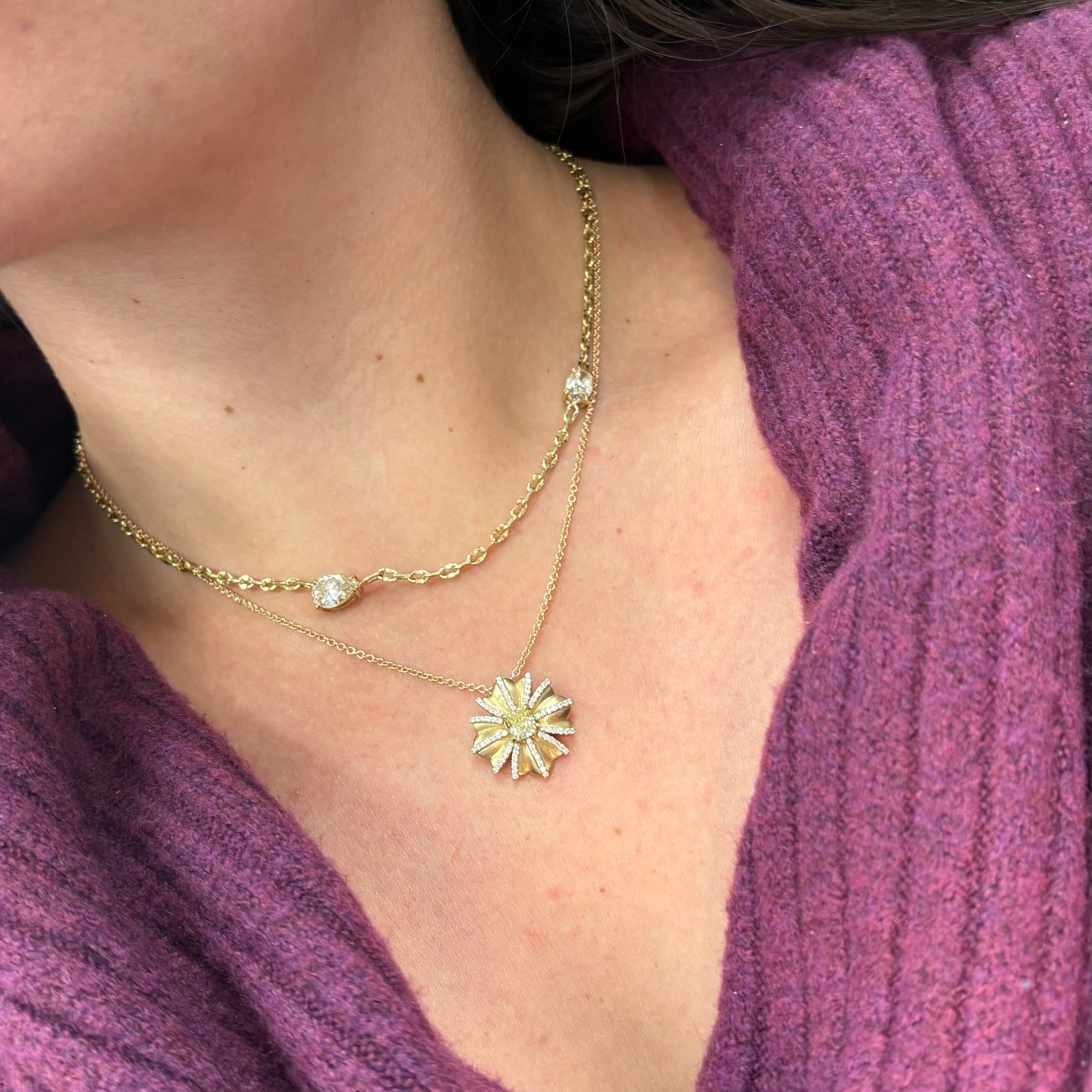 2.5ct Champagne Diamond Station Necklace