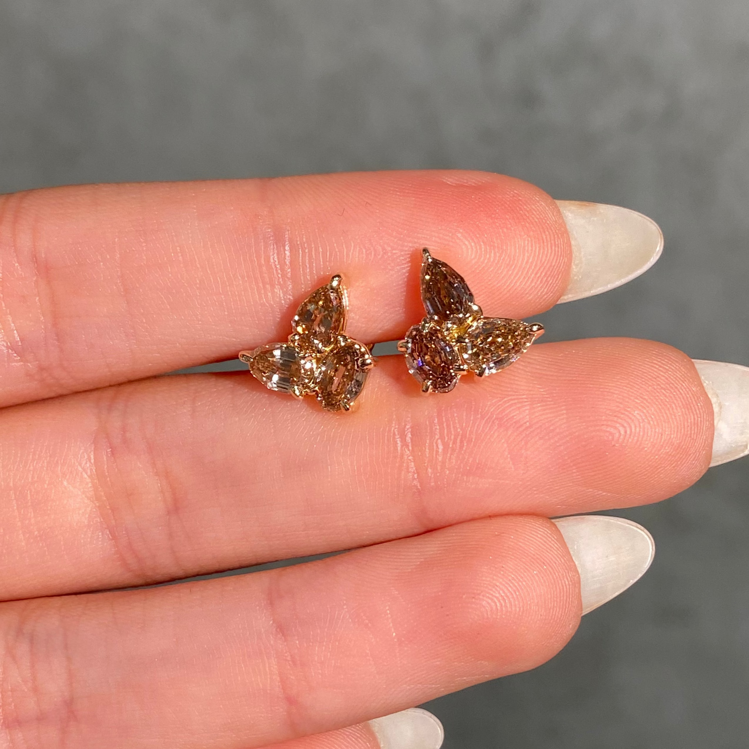 3ct Champagne Diamond Organized Chaos Cluster Earrings