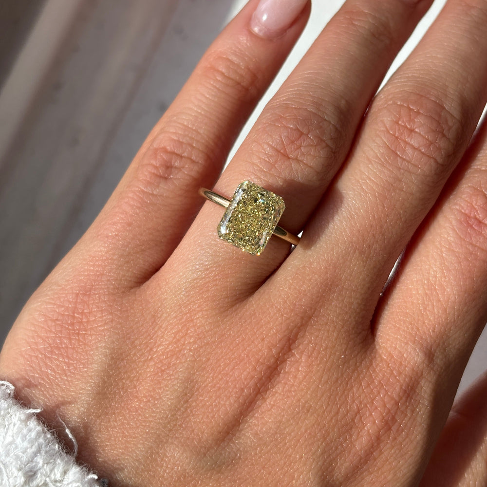 5.07ct Fancy Intense Yellow Elongated Radiant loose stone — color diamond specialists Rare Colors by Namdar