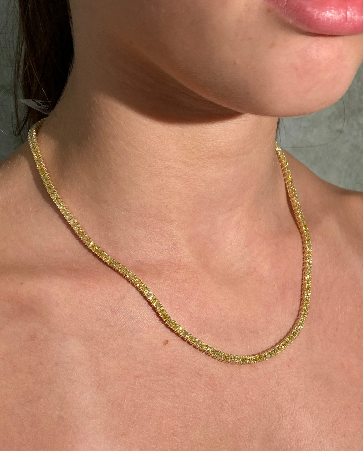 20ct Fancy Yellow Asscher Diamond Tennis Necklace