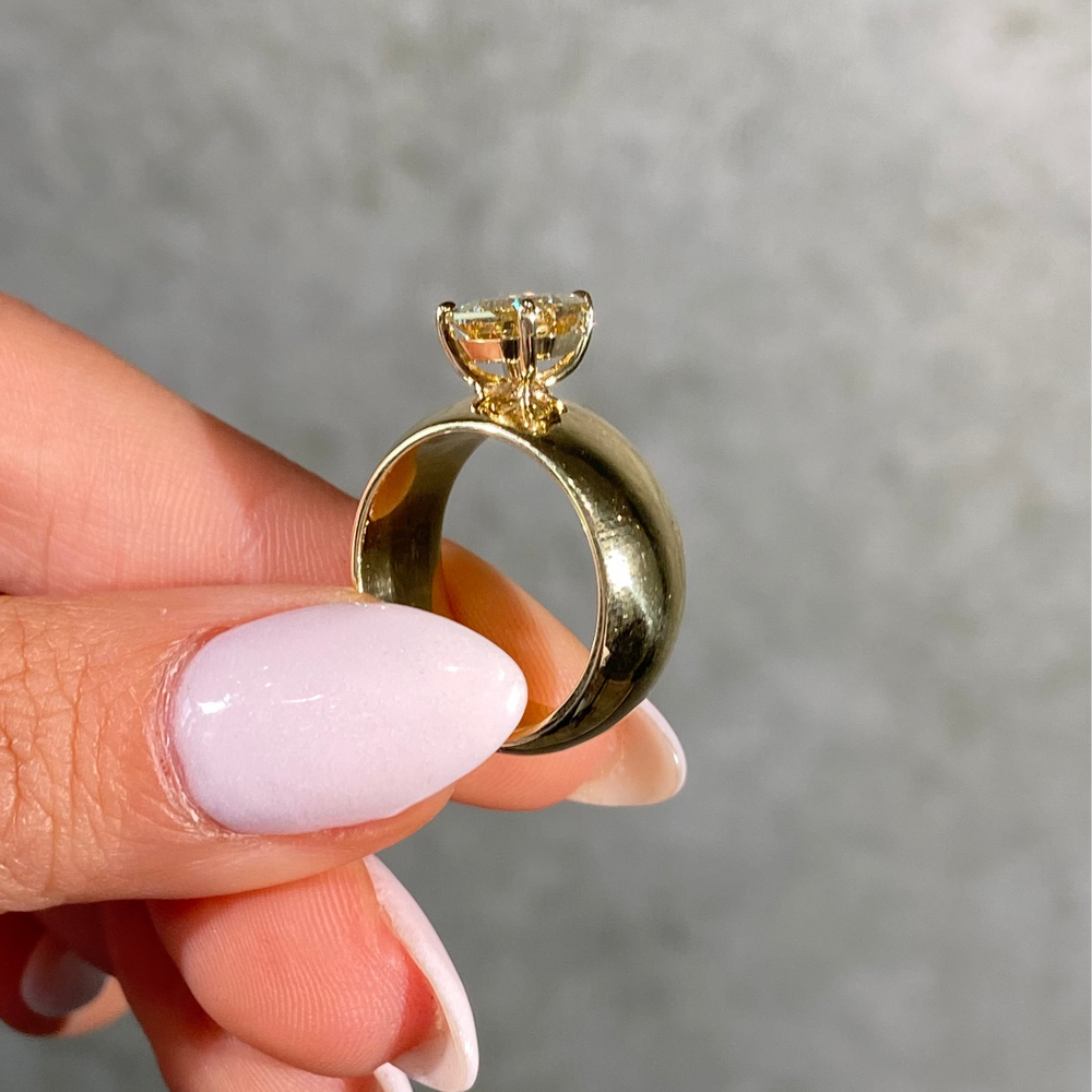 3ct Fancy Yellow Pear Step Diamond Amber Engagement Ring
