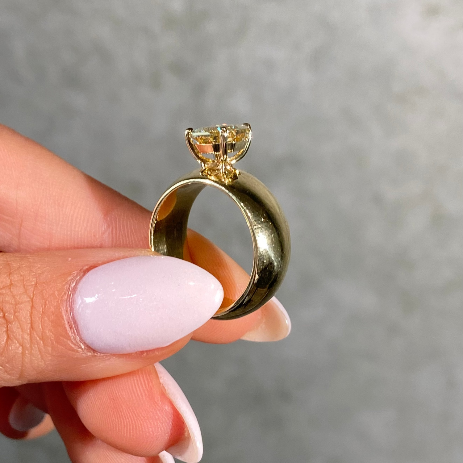 3ct Fancy Yellow Pear Step Diamond Amber Engagement Ring