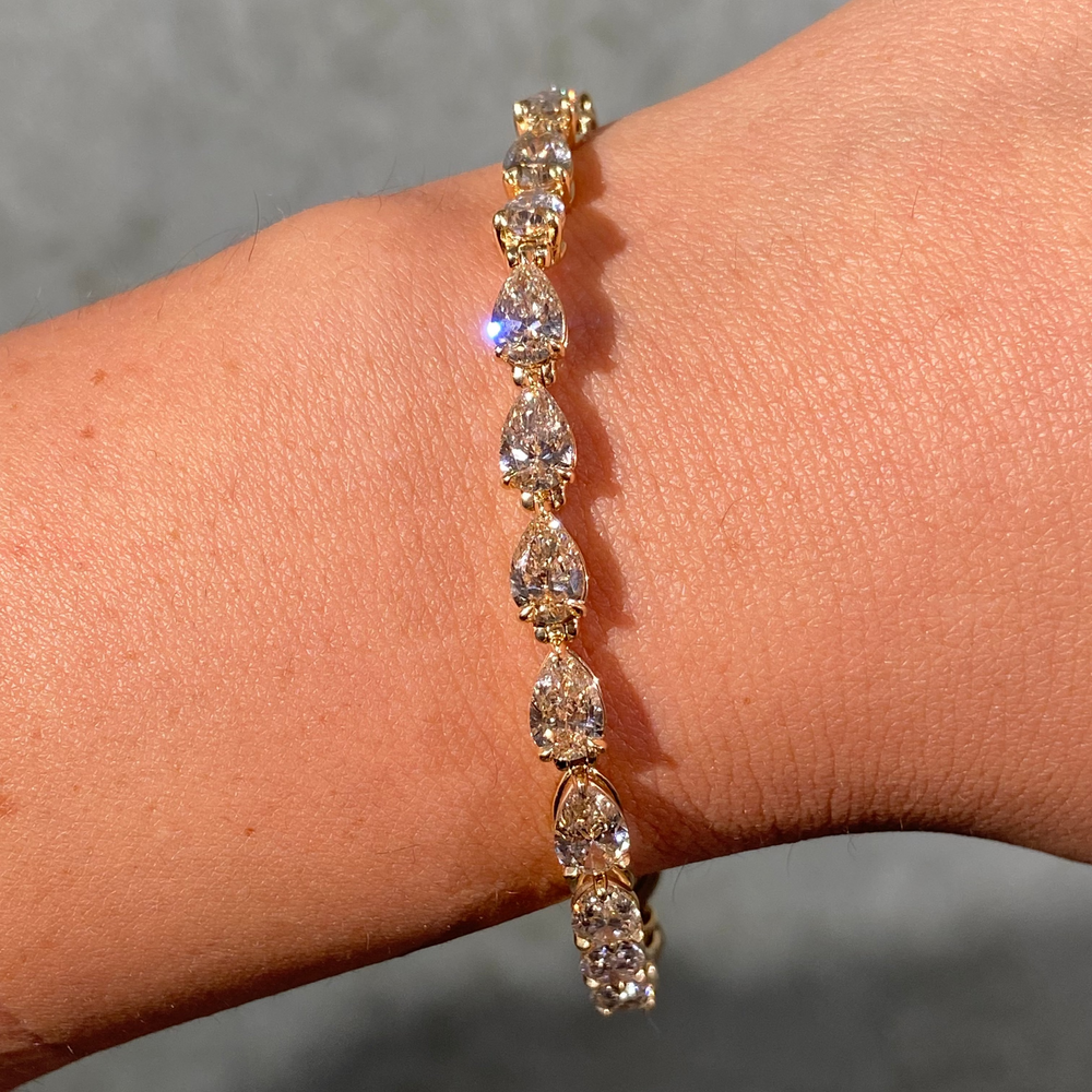 13ct Champagne Pear Diamond East West Tennis Bracelet