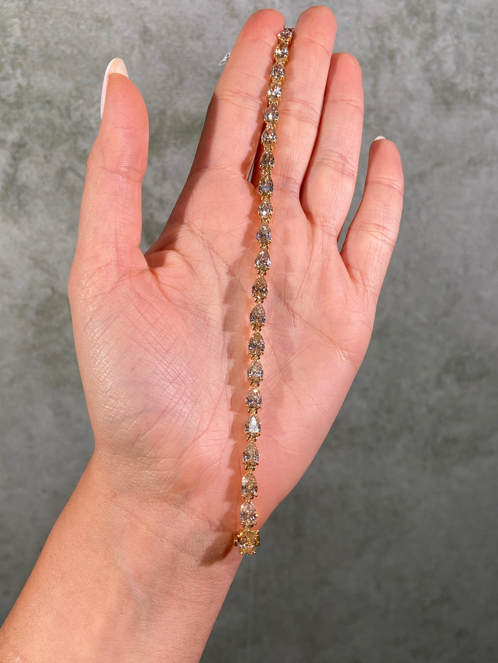 13ct Champagne Pear Diamond East West Tennis Bracelet