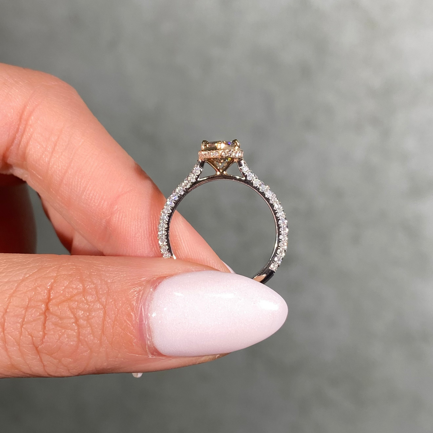 2ct Georgian Bezel Champagne Marquise Diamond Solitaire Engagement Ring