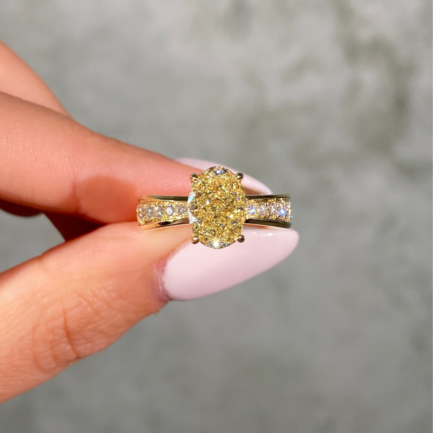 2.5ct Fancy Light Yellow Oval Diamond Solitaire Engagement Ring