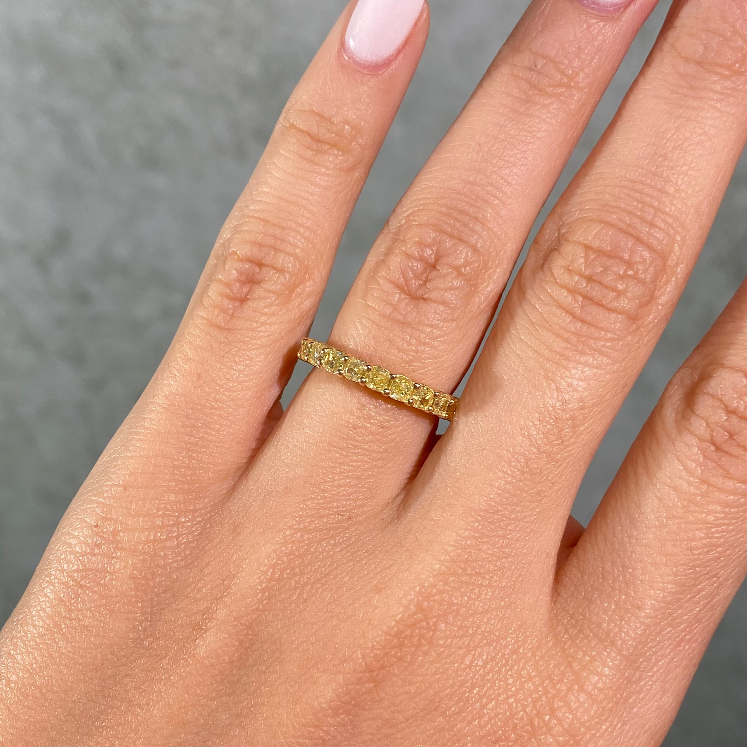 3 Carat Fancy Yellow Cushion Diamond Eternity Band