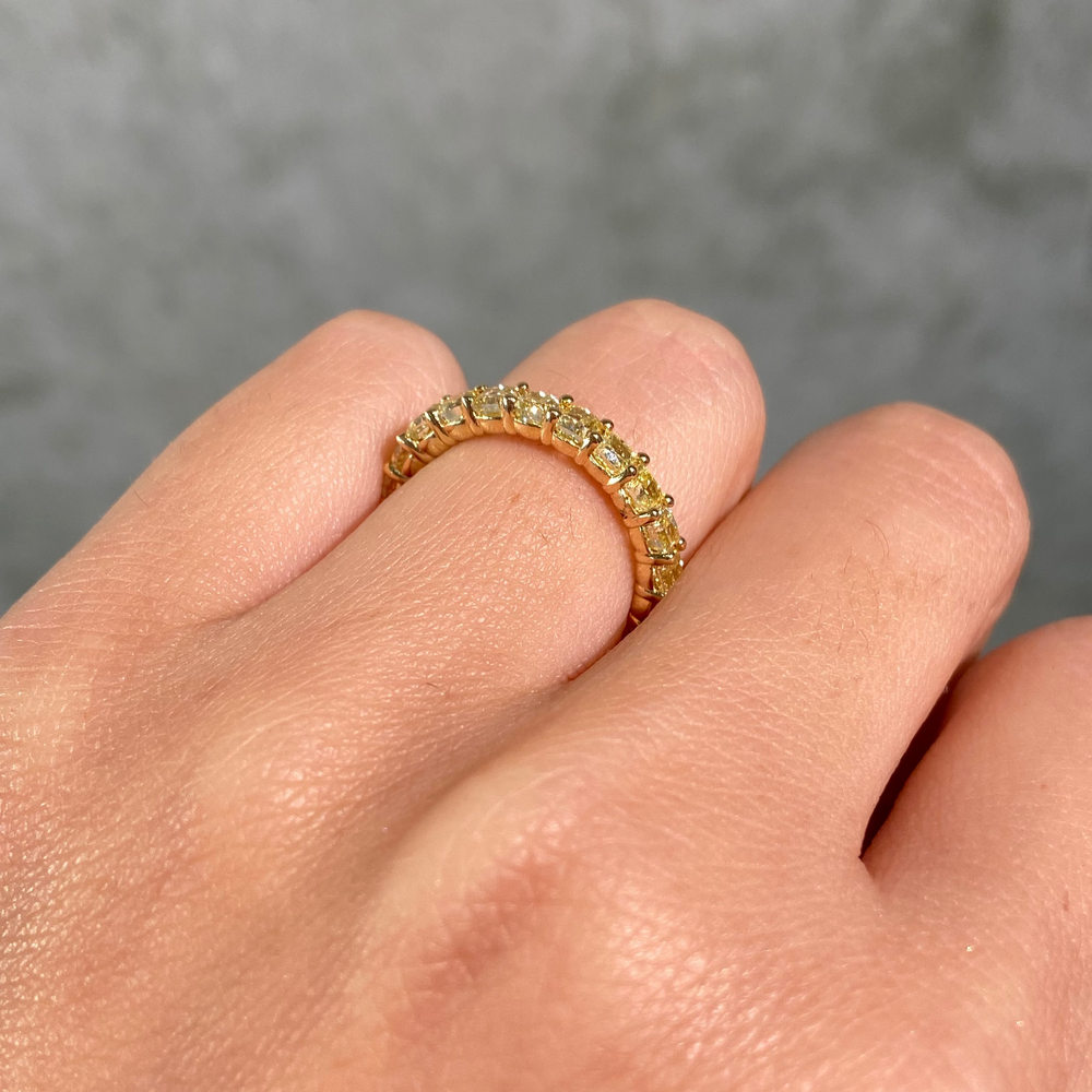 3 Carat Fancy Yellow Cushion Diamond Eternity Band