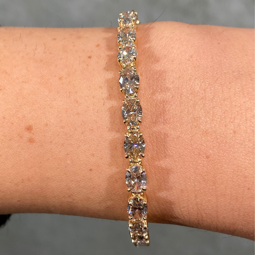 14ct Champage Oval Diamond Tennis Bracelet