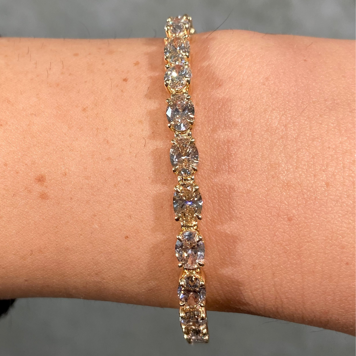 14ct Champage Oval Diamond Tennis Bracelet